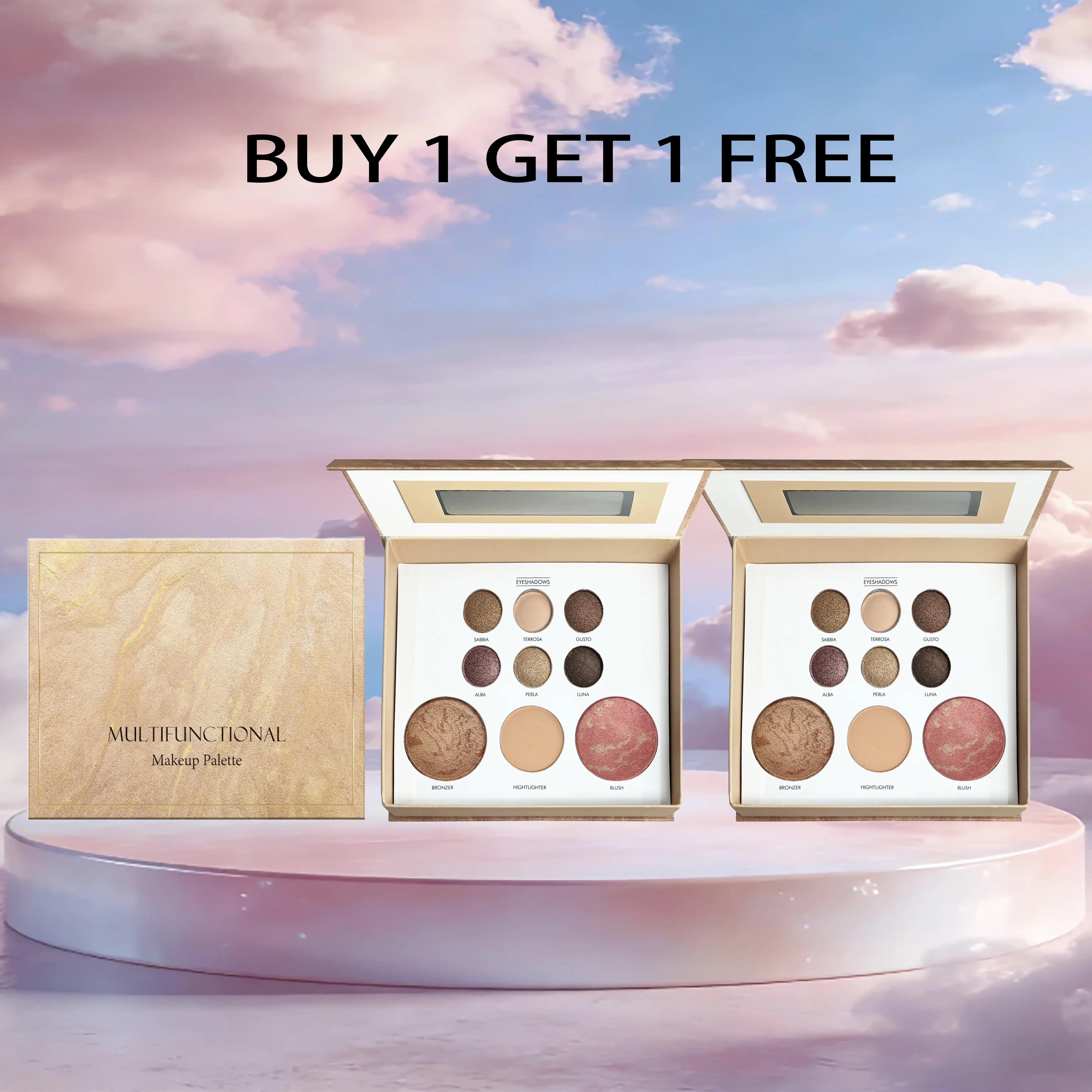 BUY 1, GET 1 FREE!Makeup Palette Multi-Use Cosmetic Set, including Highlighter, Eyeshadow, Contour and Blush.Suitable for Any Makeup Look & Zodiac Theme.Bronze Eyeshadow Powder, Cool Toned Bronzer, Classic Daily Makeup Palette