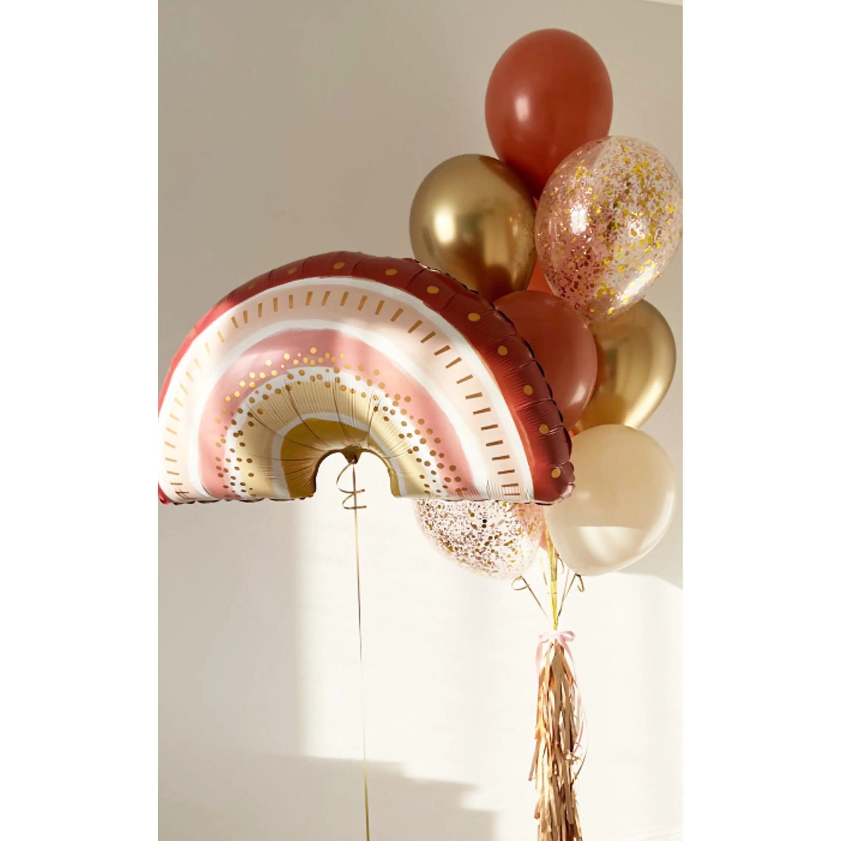 Boho Chic Rainbow and Confetti Balloons Bouquet - Perfect for Birthday Parties and Baby Showers