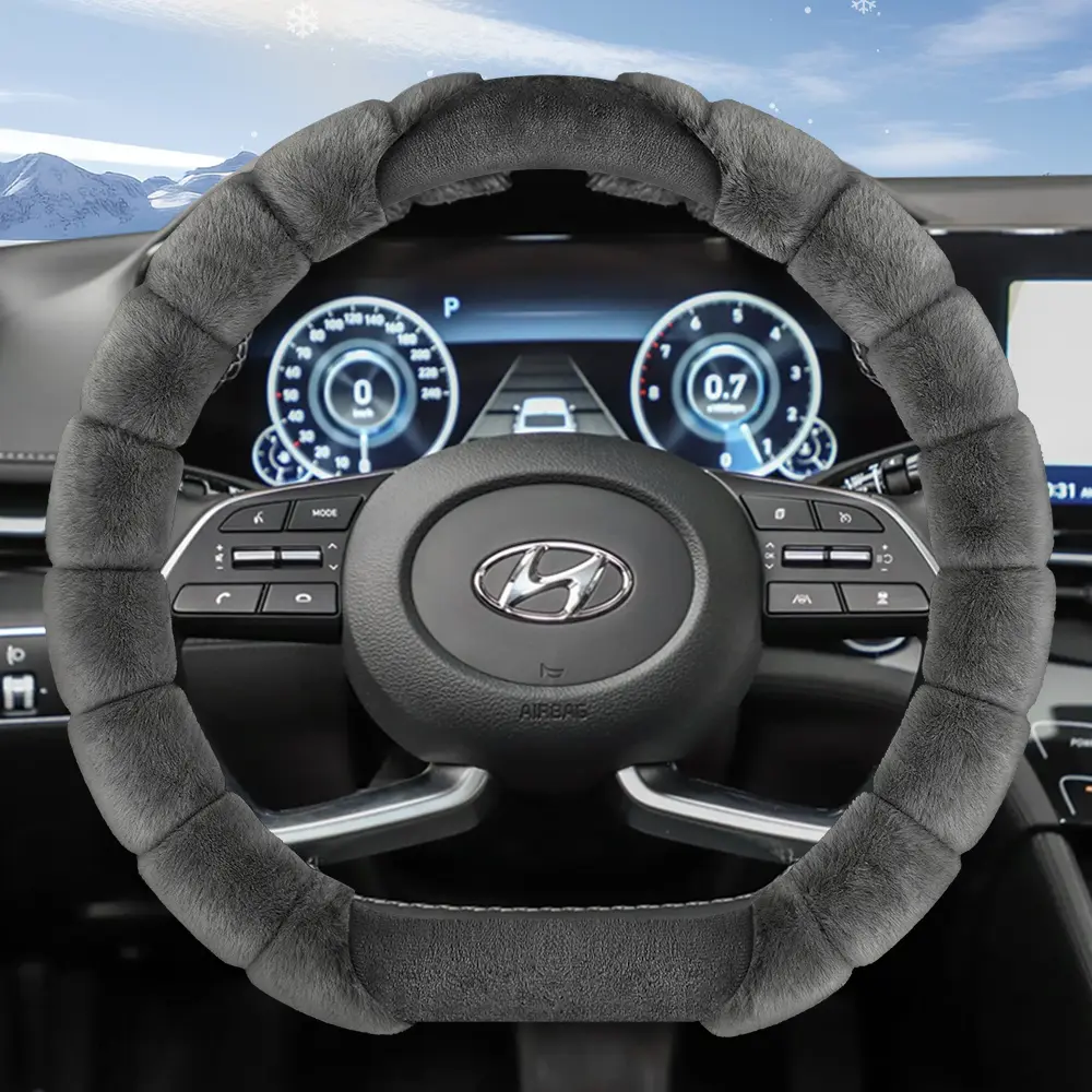 For Hyundai Plush Steering Wheel Cover, Automotive, Winter Warmth Soft and Comfortable Non-Slip Design Easy to Install Fine Grip For Tucson/Elantra/Avante/i30 Sedan/Alcazar/Grand Creta/Kona/Santa Fe/Grand i10/Xcent/Aura/Venue/i20/Sonata/Palisade