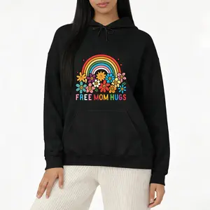 Support LGBTQ with Free Mom Hugs Rainbow Pride Long Sleeve Hoodie