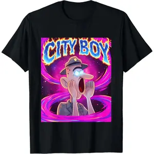 100% CottonCity Boy Brainrot Meme Reaction Loud Funny Cartoon T-Shirt