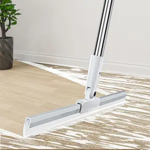 Rubber squeegee broom for floor, 62 "long handle window squeegee, silicone pet hair remover, Magic Broom for indoor cleaning, cleans glass, hair, fine dust, liquids, suitable for smooth floors, rugs