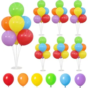 6 Balloon Stand Kit for Table Centerpieces with Balloon and Base Rainbow Balloons Holder Birthday  Graduation Wedding  Party  Shower Decorations