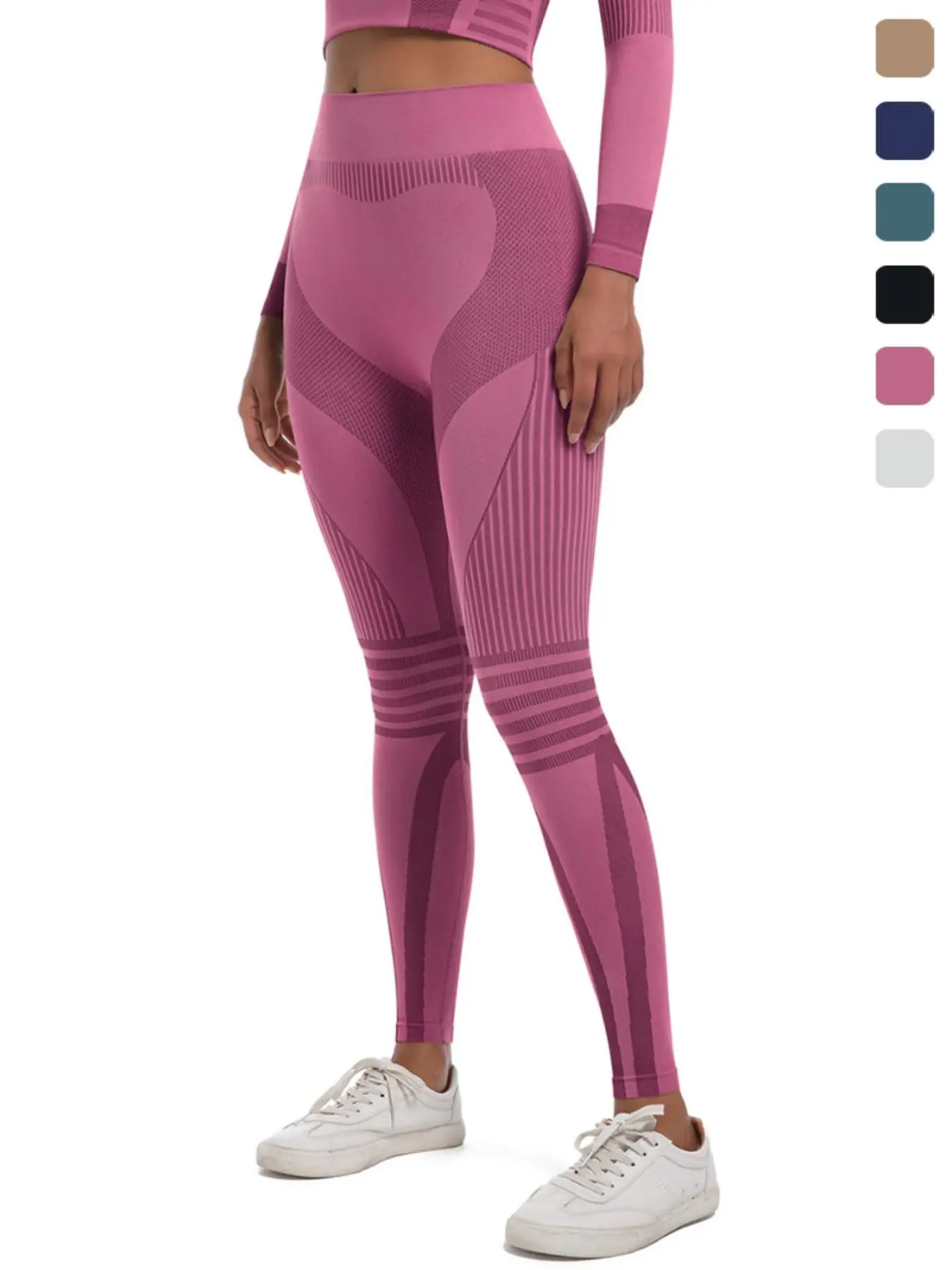 Women's Striped Print High Waist Ski Baselayer Pants, Sporty Comfy Breathable Skinny Pants for Skiing Running Training, Ladies Sportswear for Fall & Winter