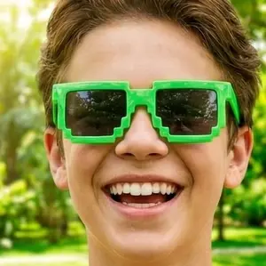 All I See is Green Bricks Sunglasses with Pixelated Frame for Fun Outdoor Style
