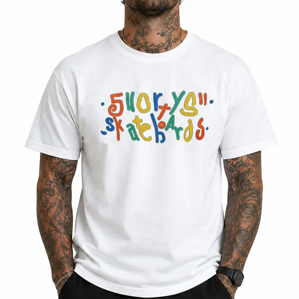 Shortys Skateboards Colorful Graphic T-Shirt Y2K Streetwear Skate Tee Unisex Short Sleeve Crewneck Casual Summer T Shirts