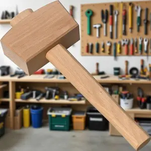 Solid Carpenter Tool Woodworking Hammer 12IN Manual Ice Mallet Beech Wood Durable Handcrafted Smooth Finish Non-Slip Grip repair  tools