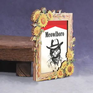 1PC Meowlboro Cat Sunflower Design Refrigerator Decorating Magnet, Classic Marlboro Style, Western Theme, Perfect Gift for Cat Lovers and Vintage Decor Enthusiasts, Refrigerator Magnets