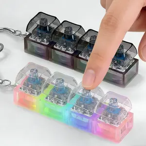 2 PCS Keyboard Fidget Toys – LED Light-Up Mechanical-Style Keychain Clicker, 4-Button Finger Press Stress Relief Decompression Toys for Adults & Kids, Perfect Office, Home, or Library Anxiety Relief Gifts