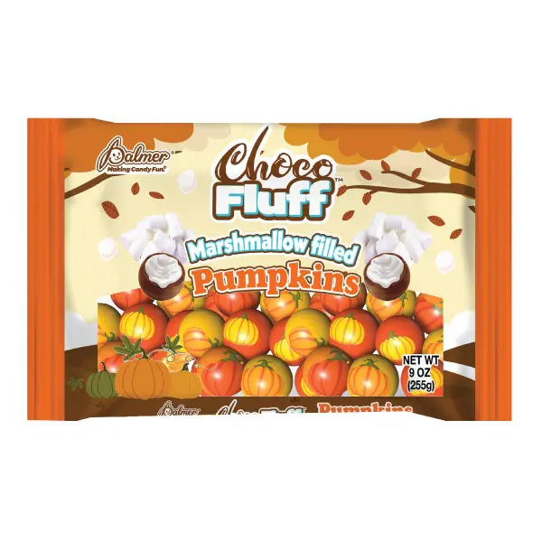 Palmer Choco Fluff Marshmallow Creme Filled Pumpkins, 9oz - Festive Halloween Candy Treat, Chocolates, Snacks, Corn Syrup, Glycerin, Whey, Xanthan Gum, Guar Gum, Invert Sugar, Cupboard-Storable