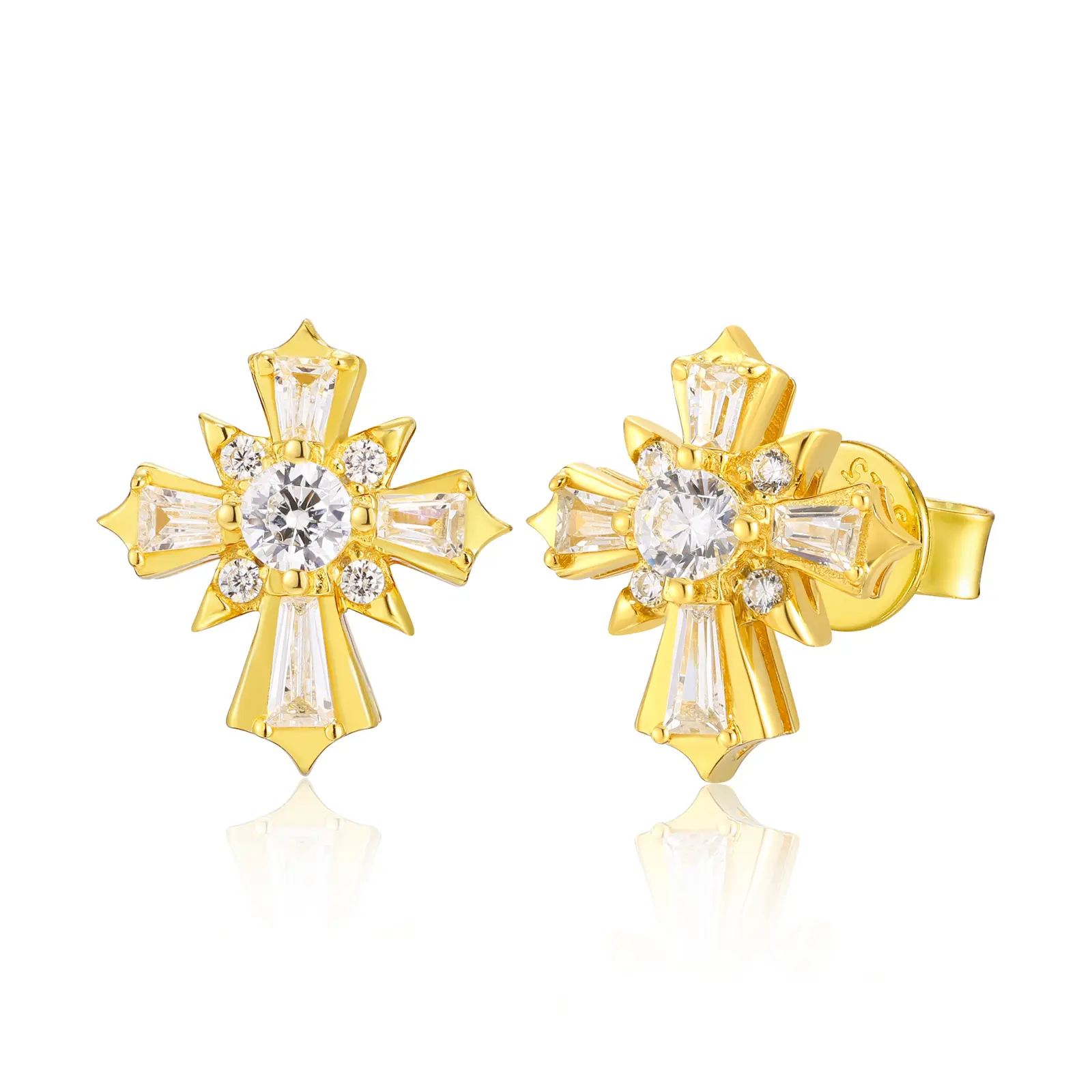 UCCIYO Angular Earrings 18k Gold-Plated Laboratory Made Moissanite Earrings S925 Silver Moissanite Earrings for Women, Men's Hip-Hop Jewelry Couple Gift [#E649]