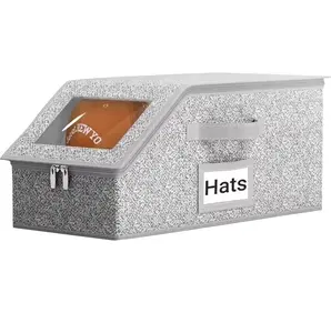 Stackable Foldable Baseball Cap Storage Box, 12 Hats Large Capacity Organizer, Dustproof Space Saving Durable Storage Solution for Home Bedroom Closet and Toy Organization         ？ ？