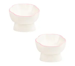 10 Strawberry Street Set of 2 Paws Up Elevated Pet Bowl, Small