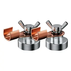 1/2pcs Welding Accessories | Strong Magnetic Ground Clamp for Current Earthing, Safety Magnetic Welding Tool, Welder Earth Cable Clip, Grounding Pliers (Stainless Steel & Red Copper)