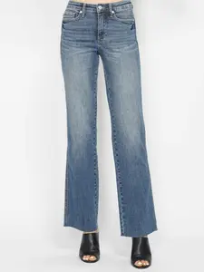 Confidence Curve Judy Blue Tummy Control Mid-Rise Straight Leg Raw Hem 32" Inseam