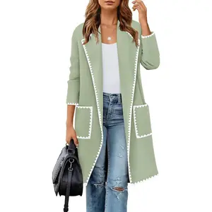 ZESICA Knit Cardigan Coatigan for Women – Long Sleeve Open Front Sweater Jacket with Pockets, Casual Fall Outerwear Layering Piece