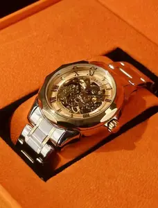 Carot Men's Business Fashion Stainless Steel Mechanical Watch Analog-Digital Multi-Function Wristwatch in Box Perfect Birthday Gift for Men Jewelry