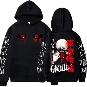 Anime Tokyo Ghoul Hoodie, Kaneki Ken Eyes Print, Oversized Sweatshirt for Men & Women, Casual Harajuku Streetwear