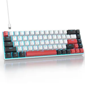 65% Mechanical Gaming Keyboard, Wired Compact Keyboard, LED Backlit Keyboard Red Switch LED Single Light for PC Laptop Gamer