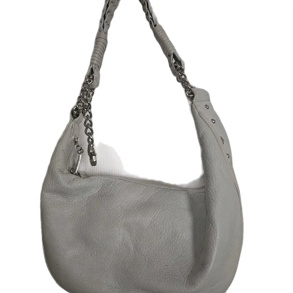 Donald J Pliner Leather Slouch Hobo Bag, featuring Chunky Silver-Toned Chains and Stud Accents on the Bottom