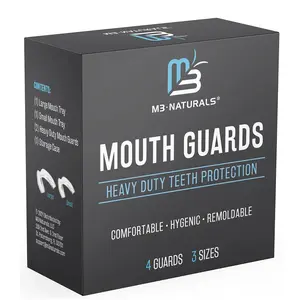 Mouth Guard for Grinding & Clenching Teeth - Dental Guards for Adults Oral Care - 4 Athletic Sports Removable Mouthpiece by M3 Naturals Mouth Guard for Grinding & Clenching Teeth - Dental Guards for Adults Oral Care - 4 Athletic Sports Removable Mouthpiece by M3 Naturals