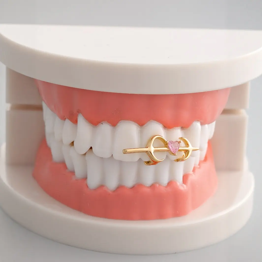 Heart Grillz, Double Tooth Design, Hip Hop Teeth Jewelry