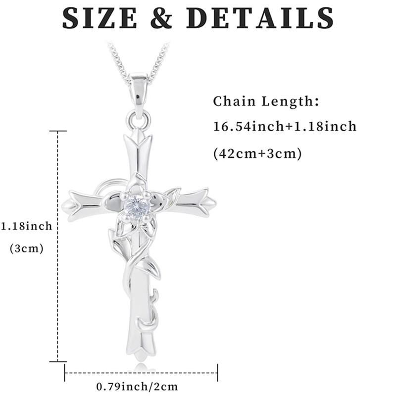 Cross Rose Flower Necklace for Women Elegant Temperament Pendant Necklaces Jewelry for Teen Valentine's Day Birthday Anniversary Gifts for Ladie Wife Cross Rose Flower Necklace for Women Elegant Temperament Pendant Necklaces Jewelry for Teen Valentine's Day Birthday Anniversary Gifts for Ladie Wife