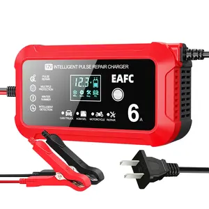 12V 6a Us Plug Car Battery Charger, LCD Display Fast Charging Safe Convenient, Suitable for Cars Motorcycles Boats Suvs