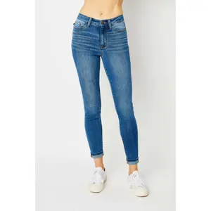 RISEN JUDY  blue Jeans Cuffed Hem Blue Denim Skinny