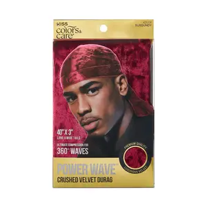 KISS Colors & Care Power Wave Velvet Luxe Durag, Burgundy