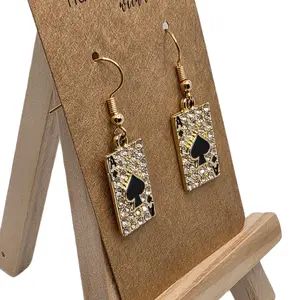 Glittery Playing Card Earrings - Unisex Hook Earrings with Glittery Finish Metal Coating Lightweight Comfortable Design for Everyday Wear or Special Occasions