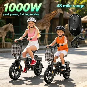 On Sale#E14"Compact Folding Electric Bike 1000W, Up to 45 Miles Long Range | 14" Tubeless Tires, Dual Disc Brakes | UL Certified Battery, 12-Month Warranty, Perfect for Urban Commuting.