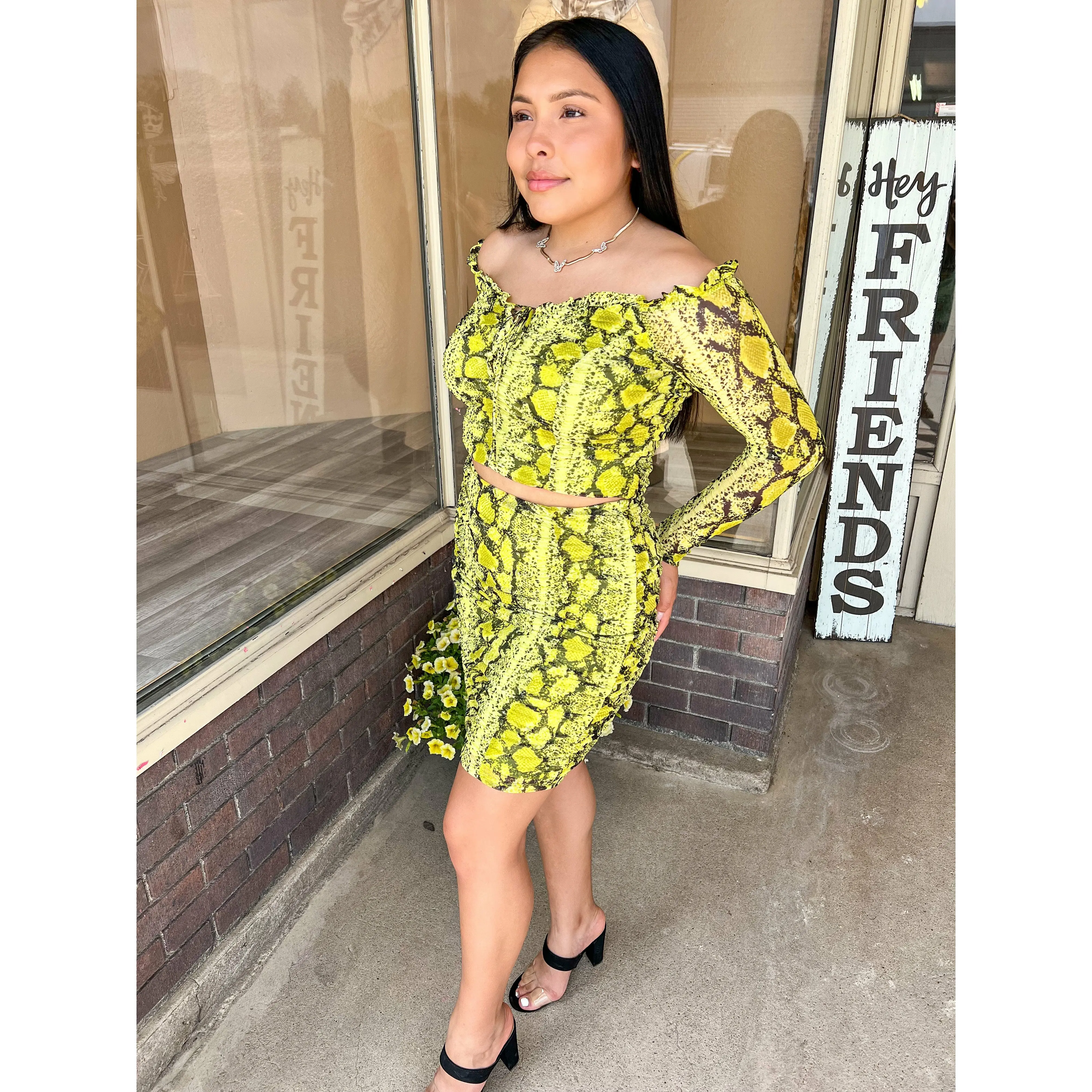 Neon Lime Snake Print Set