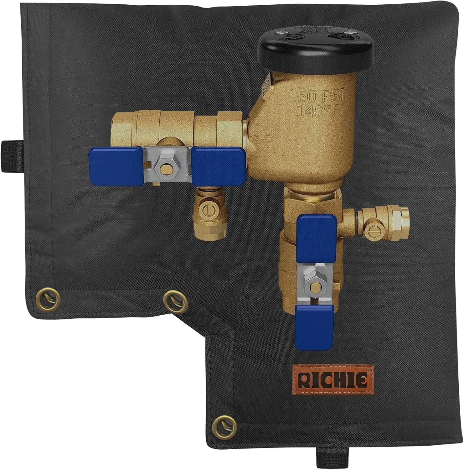 Backflow Preventer Insulated Cover (5°F) for Winter Freeze Protection, 13"W x 12"H Thickened Pressure Vacuum Breaker & Well Pump Cover, Outdoor Waterproof Insulation Pouch for Sprinkler Valve, Black