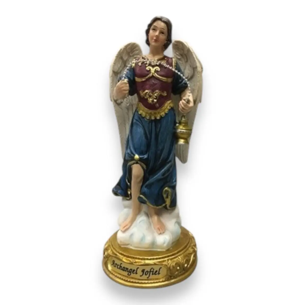 8-in Polished Jophiel Archangel Resin Figurine, Religious Altar Decoration, Home Decor Ornament