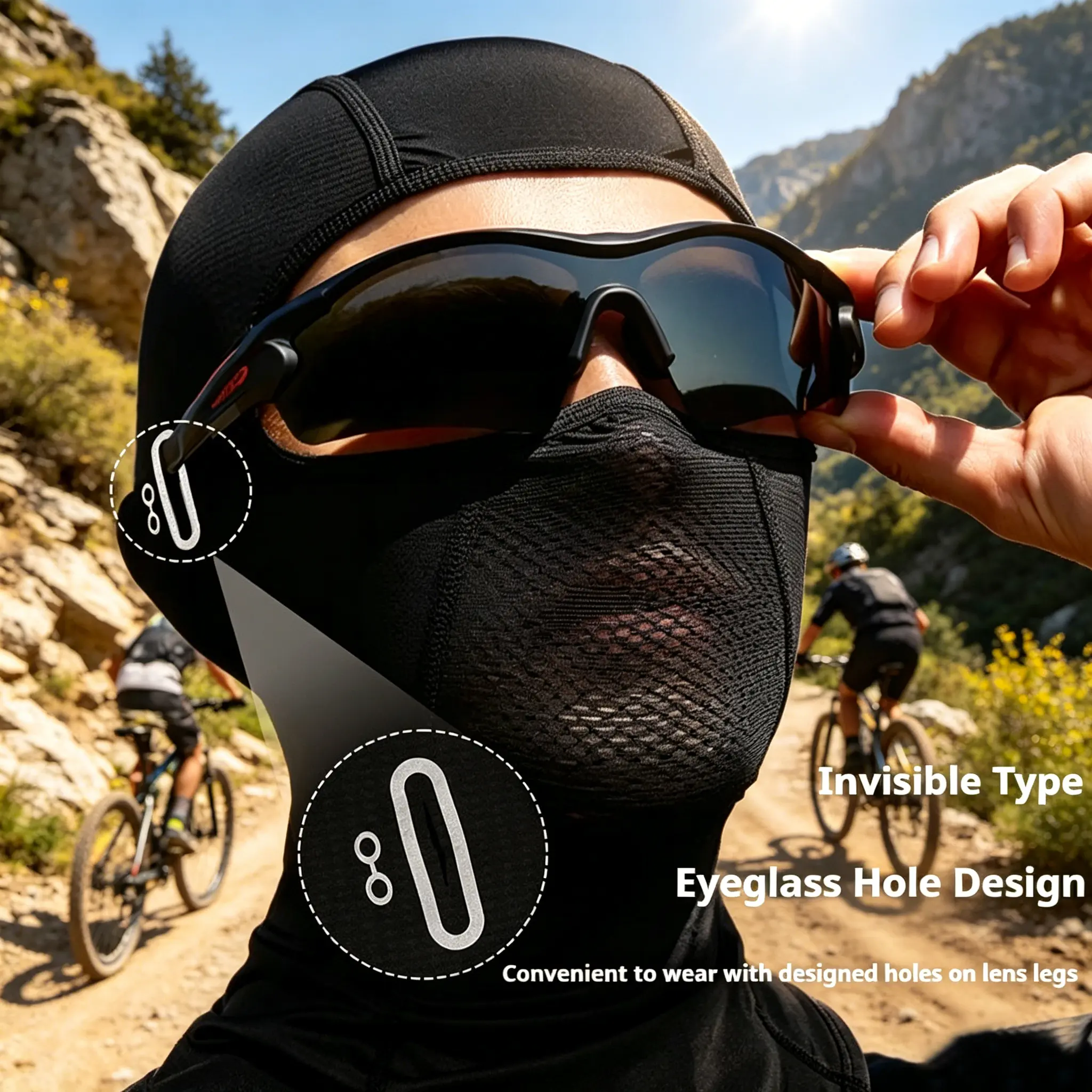 2 Unisex Ice Silk Cooling Full-Face Masks - All-Season Sports Helmet Liner, Mesh Headband for Cycling, Hiking