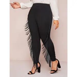 Plus Fringe Trim Skinny Leggings