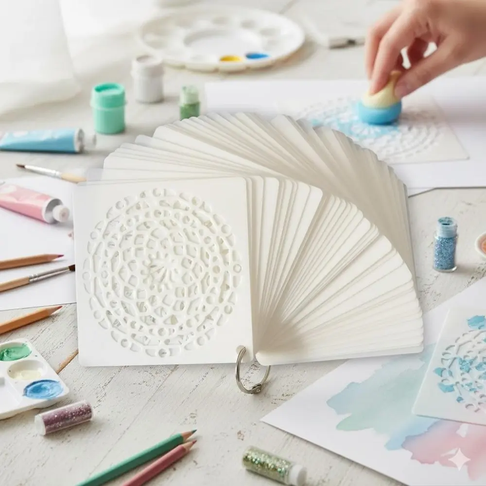 Mandala Stencil Kit for DIY Art & Home Decor - Laser-Cut Reusable Templates for Walls, Wood, Tile & Fabric. Craft Tools for Stress Relief, Meditation Art, and Unique Handmade Gifts. Waterproof Multi-Surface Decoration Set.