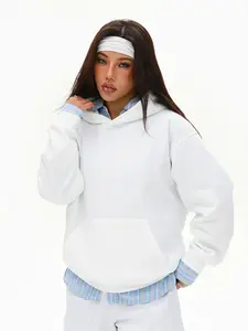 Women's Oversized Hoodie with Kangaroo Pocket Drawstring Fabric Cozy Fit Trendy Heather Gray Sweatshirts Tops Joggers Style Winter Fall Pullover Casual Basic Long Sleeve Minimalist Womenswear sweatshirts comfort hoodies essential hoodies