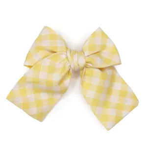 Canary Plaid Petite Hair Bow