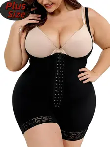 1 Count Plus Size Women's Underwear Shapewear jumpsuit, Fajas, Butt Lifting And Tummy Control Shapewear Bodysuits Fit, Stretch Fabric With Four Rows of Hooks, High Stretch Fabric Body Shaper, Suitable For Daily Wear Or Training Womenswear