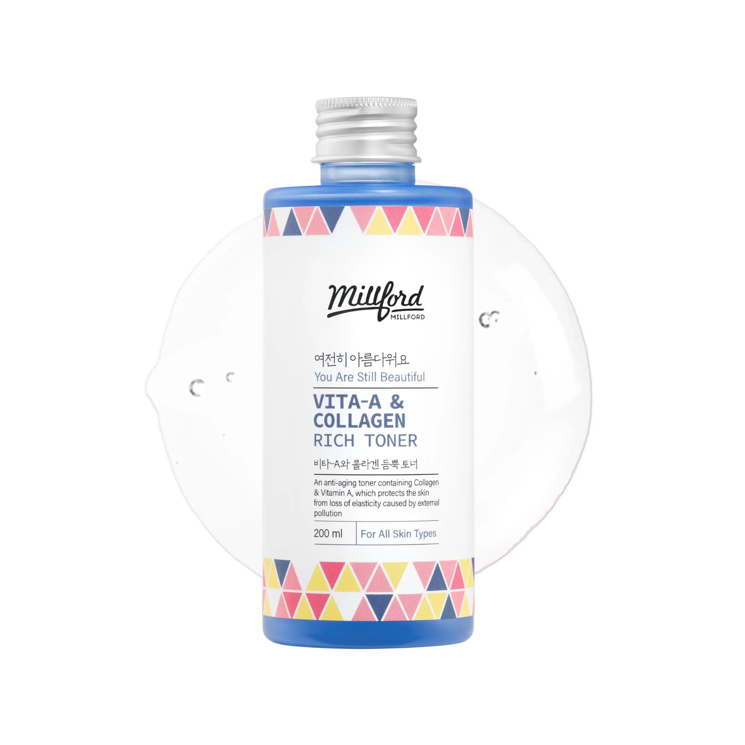 Millford Vita A & Collagen Rich Toner 200ml/6.76 fl.oz - Anti-Aging Retinol Face Toner with Marine Collagen & Panthenol for Fine Lines, Wrinkles, Elasticity & Deep Hydration, Korean Skincare