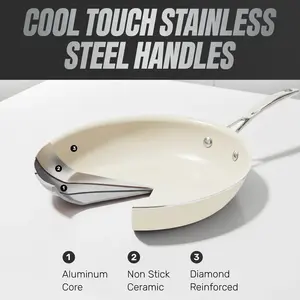 Gotham Steel TRUE VALUE 20 Pc Ceramic Pots and Pans Set Non Stick, Ceramic Cookware Set with Bakeware, Pot and Pan Set with Utensils, Non Stick Pots and Pan Set, Oven & Dishwasher Safe, Cream