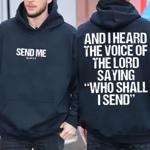 Send Me Isaiah 68 Jesus 2 Sided Graphic Hoodie Fleece Fabric Casual Hooded Sweatshirt Trendy Tops Perfect Gift