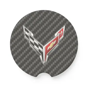 Corvette C8 Soapstone Car Coaster, Carbon Fiber Design, Auto Accessories, Gift for Car Enthusiasts