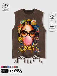Unisex Patterned Washable Sleeveless Vest, 100% Cotton, All-Day Wear, Enhanced Comfort and Fashion, Casual Style, Man
