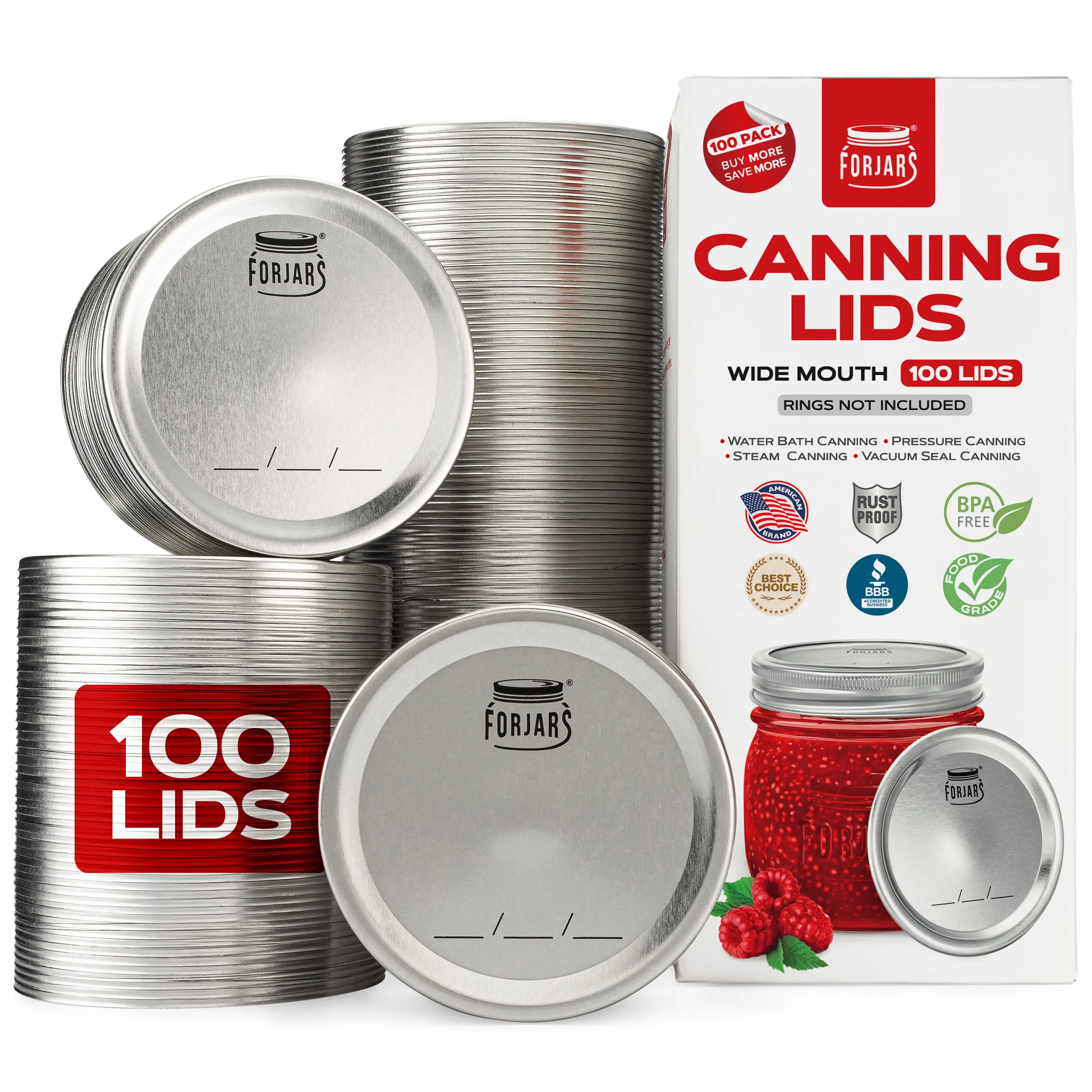 Forjars® - 100 Wide Mouth Canning Lids Forjars® - 100 Wide Mouth Canning Lids