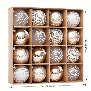 Christmas Ornament Gift Box - 1 Set of 16 Balls, 2.36 Inches | Tree Decoration for Indoor/Outdoor Use at Weddings, Parties, and Festive Gatherings