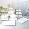 Sebastian CADIA 6-Piece Plastic Dessert Table Display Set - 6-in-1 Party Set, 2 Round Fruit Trays, 4 2-Tier/3-Tier Cupcake Stands, Stable Sturdy Decor Platform, Tea-Party Ready, Ideal for Cupcakes & Cookies, Birthday Events