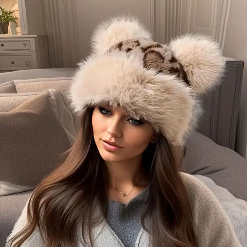 Urban Outdoor Series, Women'S Faux Hat, Plush Small Ears Cute And Warm